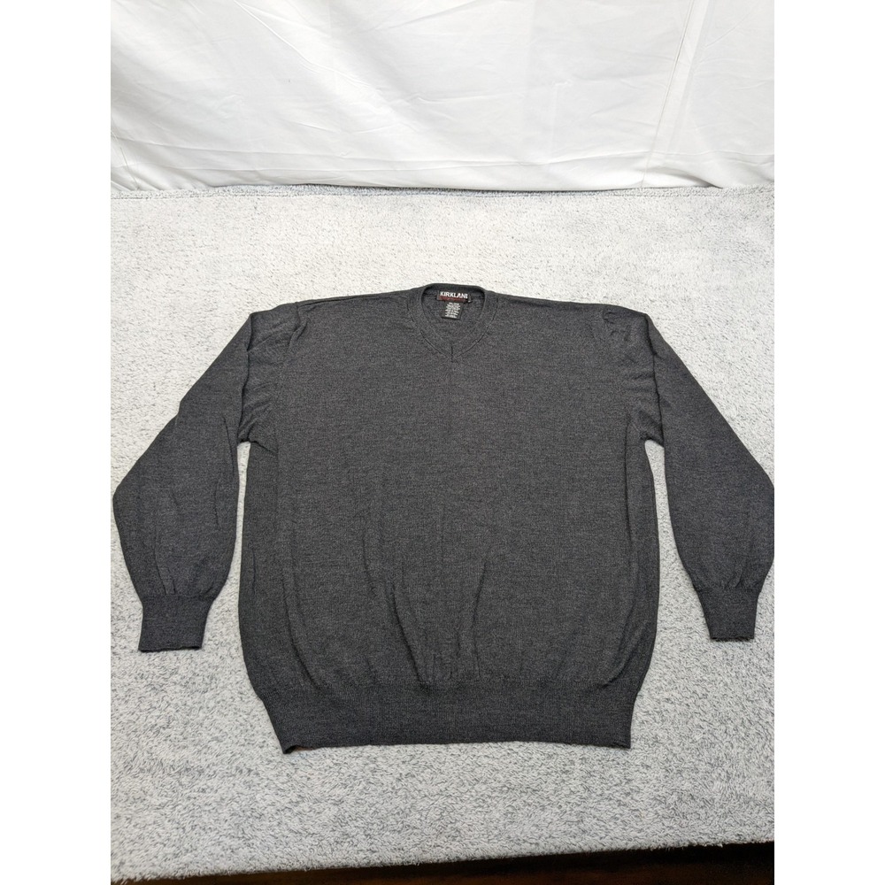Kirkland Extrafine Merino Wool‎ Sweater Made in Italy Mens XXL Charcoal Gray